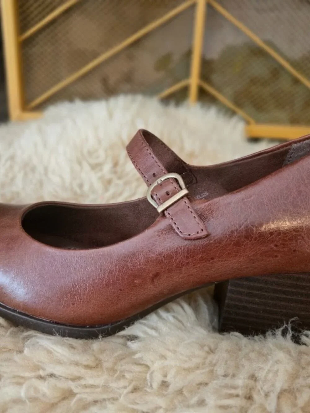 Born Kiki Brown Leather Mary Jane Block Heel Pumps Size 10, NIB